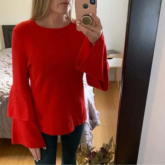 Sail to Sable Cashmere Wool Blend Bell Sleeve Sweater - Picture 3 of 10